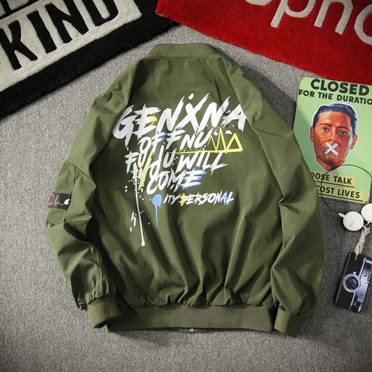 Trendy Men's Streetwear Jacket - Flight & Work Style