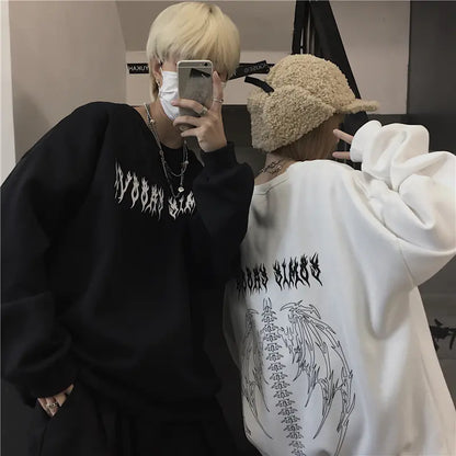 Korean Style Oversized White Hoodie for Couples